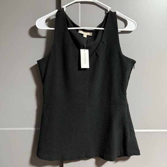 NWT Banana Republic V-Neck Peplum Knit Top Black 6 Office Business Corpgore - Picture 1 of 6